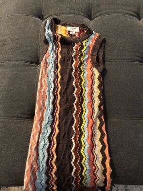Missoni Brown Multi-Color Zigzag Knit Dress
